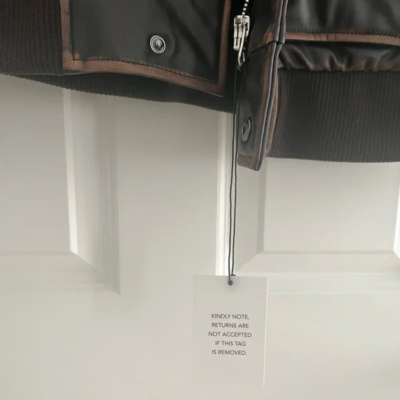 L’Academie - Bo Faux Leather Jacket in Brown, S - Picture 7 of 10